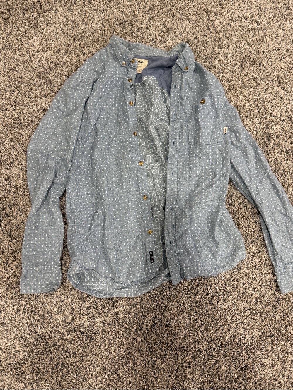 Men's Light Blue Patterned Casual Button-Down Shirt